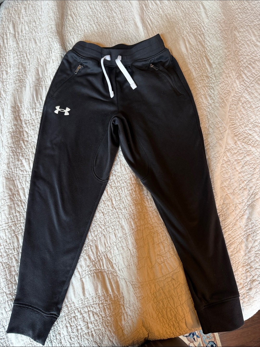 Under Armour Black Jogger Sweatpants with White Drawstring
